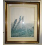 A gilt framed, signed and numbered print 236/500, named 'The Kestrel' by J S Waide