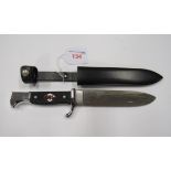 HJ Knife, blade marked Karl Bocker Solingen and Blut and Ehre. Is new almost mint condition, ex-
