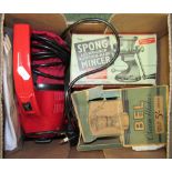 A Spong lever lock miner in original box, a Bel cream maker in original box etc.