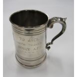 A silver plate tankard, inscribed: 'To Jack With Thanks. Bovey A.F.C'