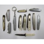 A small quantity of pen knives, some with mother of pearl handles, etc.