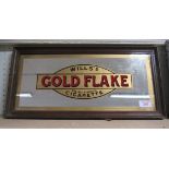 A superb genuine old Wills Gold Flake cigarette advertising sign on glass.
