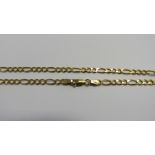 A marked Italy 375 gold Figaro chain necklace, length approx. 44cm, weight 6.7g.