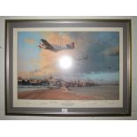 A framed and glazed signed limited edition print by Robert Taylor, 61/110, 'Towards The Home Fires'.