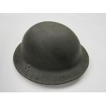 Second type Brodie Tin Helmet elasticated chin strap circa 1937 no embossed details. Painted grey
