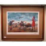 A glazed framed signed limited edition print by Gil Cohen 42/100, 'Slaying Power - Berlin 1948-