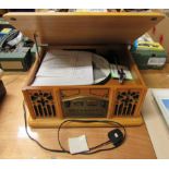 A Prolectrix cassette, radio, CD player in a light coloured wooden cabinet, not tested.
