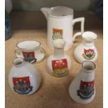 Six pieces of Bridgwater memorabilia with castle crest.