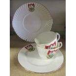 A Bridgwater memorabilia fluted plate together with a teaplate and two cups, all with the Castle