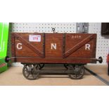 A tobacco box in the form of a large railway coal truck, with GNR to sides Rd 230537, the coal lid