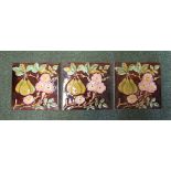 Eleven Victorian five place tiles with wild rose design. Good Condition.
