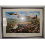 A glazed framed signed limited edition print by Nicholas Trodgian 13/1000 'Tangmere Hurricanes'.