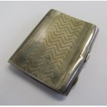 A silver cigarette case with geometric engine turner pattern, length 8cm, hallmarked for