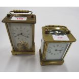 A brass cased carriage clock, made in Germany by Schatz of Sohne No.59 with key. Together with