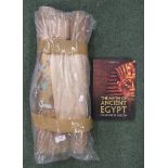 3 rolls of Egyptian themed wallpaper together with a book 'The Myth of Ancient Egypt'