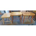 PAIR HARDWOOD STOOLS & 1 OTHER