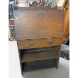 MAHOGANY ARTS & CRAFTS STYLE BUREAU WITH FALL FRONT OVER DRAWER & SHELVES .