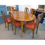 SET OF 6 HARDWOOD DINING CHAIRS & EXTENDING TABLE