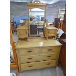 19TH CENTURY ASH DRESSING CHEST WITH 2 SHORT OVER 2 LONG DRAWERS 174CM TALL