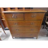 EARLY 20TH CENTURY INLAID MAHOGANY CHEST OF 2 SHORT OVER 3 LONG DRAWERS 107CM TALL