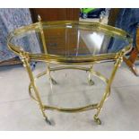 ARTS & CRAFTS STYLE GILDED METAL GLASS TROLLEY