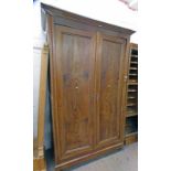 PITCH PINE WARDROBE WITH 2 PANEL DOORS,