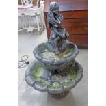 GARDEN WATER FOUNTAIN WITH A FIGURE HOLDING A SHELL Condition Report: 116cm tall