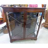 EARLY 20TH CENTURY MAHOGANY DISPLAY CABINET WITH 2 GLASS ASTRAGAL GLASS DOOR