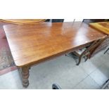 19TH CENTURY MAHOGANY RECTANGULAR KITCHEN TABLE ON TURNED SUPPORTS,