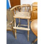 LATE 19TH CENTURY HIGH CHAIR ON TURNED SUPPORTS 99 CM TALL