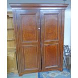 LATE 19TH CENTURY MAHOGANY WARDROBE WITH BOXWOOD INLAY.