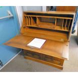 ERCOL ELM CONNOISSEUR BUREAU WITH FALL FRONT OVER 2 DRAWERS & 2 CUPBOARDS WITH LIMITED EDITION