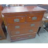 LATE 19TH CENTURY CHEST OF 2 SHORT OVER 3 LONG DRAWERS 106CM TALL