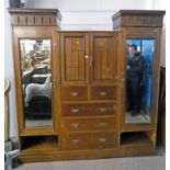 LATE 19TH CENTURY MAHOGANY WARDROBE WITH 2 PANEL DOORS OVER 2 SHORT & 3 LONG DRAWERS FLANKED BY