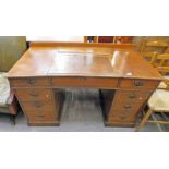 LATE 19TH CENTURY MAHOGANY TWIN PEDESTAL DESK WITH LIFT UP TOP,