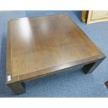 OAK FRAMED TABLE ON SQUARE SUPPORTS 90CMS SQUARE