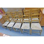 SET OF 10 EARLY 20TH CENTURY LADDERBACK CHAIRS WITH RUSHWORK SEATS