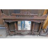 DECORATIVE OAK MIRROR Condition Report: The item shows heavy shows of wear including