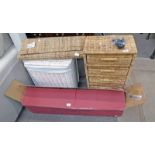 BASKET WORK 5 DRAWER CHEST, WALL HANGING, HABITAT RUG, CHRISTMAS TREE,