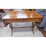 EARLY 20TH CENTURY MAHOGANY SOFA TABLE WITH LYRE ENDS AND BOXWOOD INLAY