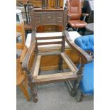 LATE 19TH CENTURY OAK OPEN ARMCHAIR