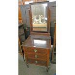 MAHOGANY DRESSING TABLE WITH BOXWOOD INLAY AND SWIVEL MIRROR OVER 3 DRAWERS