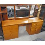 LATE 20TH CENTURY TEAK DRESSING TABLE WITH 6 DRAWERS