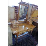 ARTS & CRAFTS DRESSING TABLE WITH SWING MIRROR OVER 2 SHORT DRAWERS TO EITHER SIDE OVER 2 LONG