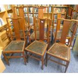 SET OF 6 MAHOGANY CHAIRS INCLUDING 2 ARMCHAIRS ON SQUARE TAPERED SUPPORTS