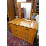 OAK DRESSING TABLE CIRCA 1890 WITH SWING MIRROR OVER 2 SHORT & 2 LONG DRAWERS