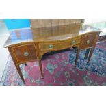 19TH CENTURY INLAID MAHOGANY SIDEBOARD WITH SERPENTINE FRONT, 2 DRAWERS,