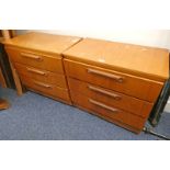 PAIR TEAK 3 DRAWER CHESTS Condition Report: Length: 74cm Height: 69cm Depth: