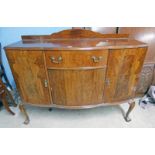 MAHOGANY BOW FRONT SIDEBOARD ON BALL & CLAW SUPPORTS