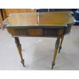 MAHOGANY SIDE TABLE WITH SHAPED FRONT AND SINGLE DRAWER ON TURNED SUPPORTS,